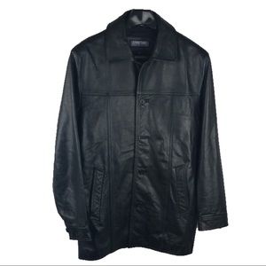 Structure Black Leather Button-up Jacket M…